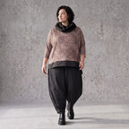 Feinstrick Rollkragenpullover in Beige/Schwarz mit geradem Schnitt kuschelig weich warm