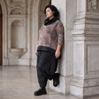 Feinstrick Rollkragenpullover in Beige/Schwarz mit geradem Schnitt kuschelig weich warm