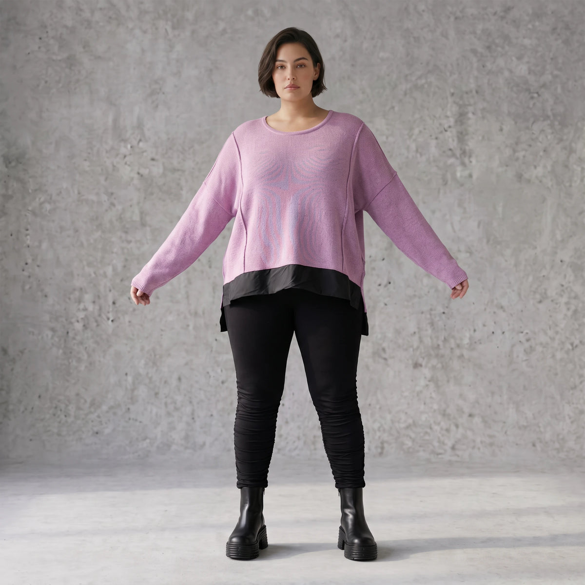 Strickpullover mit Memorytaft und asymmetrischem Schnitt mit Stretchkomfort weich warm