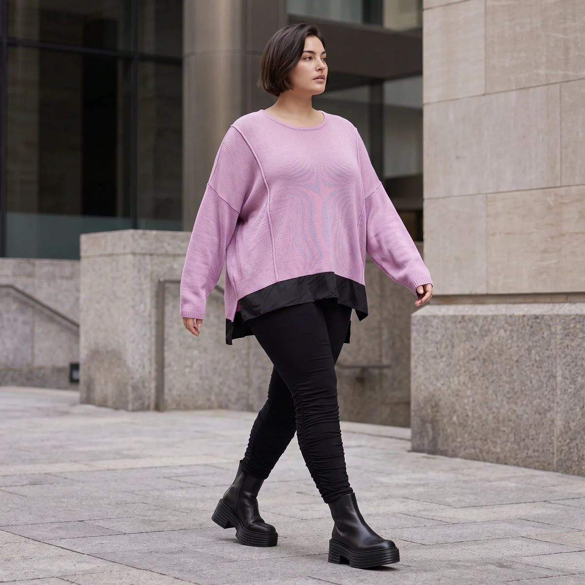 Strickpullover mit Memorytaft und asymmetrischem Schnitt mit Stretchkomfort weich warm