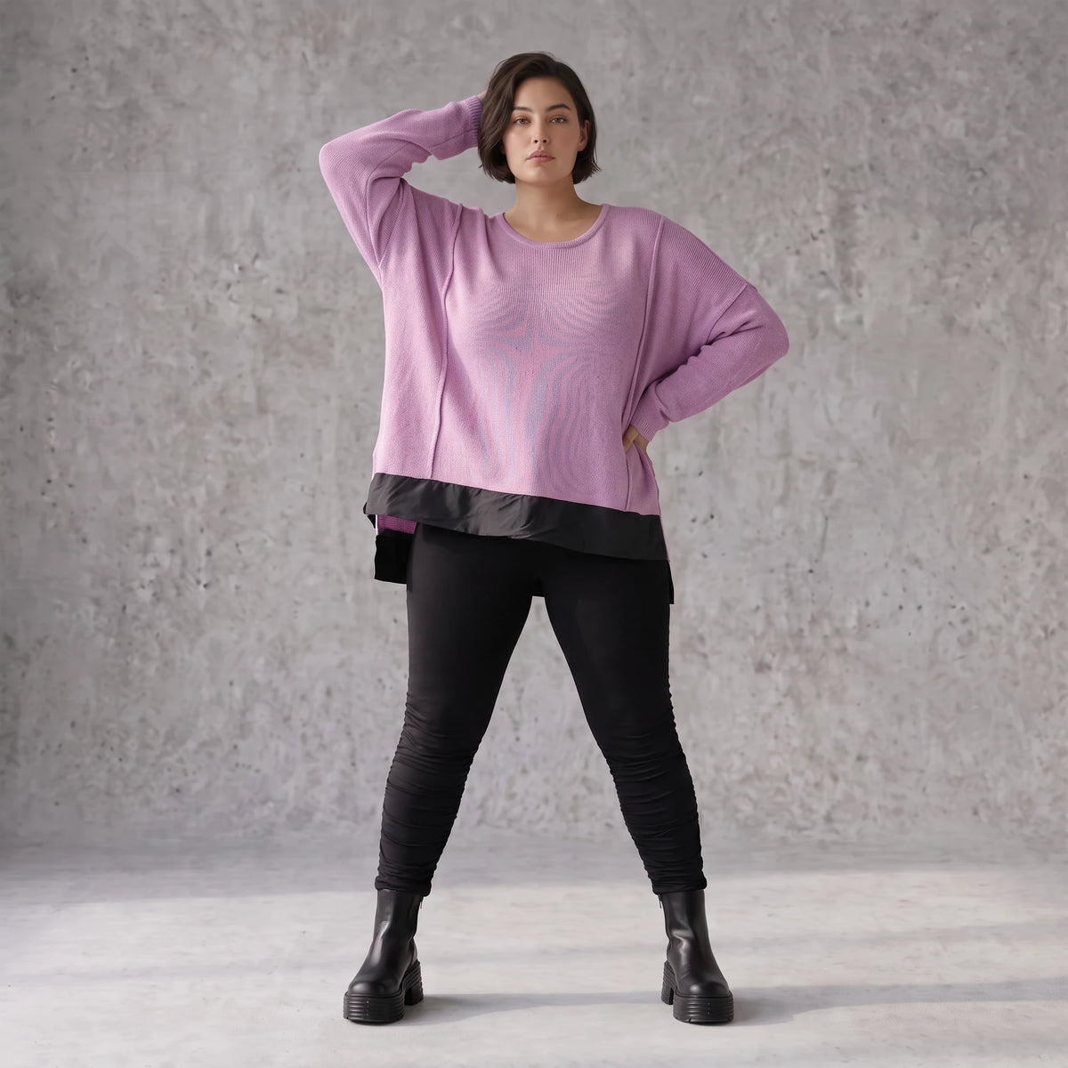 Strickpullover mit Memorytaft und asymmetrischem Schnitt mit Stretchkomfort weich warm