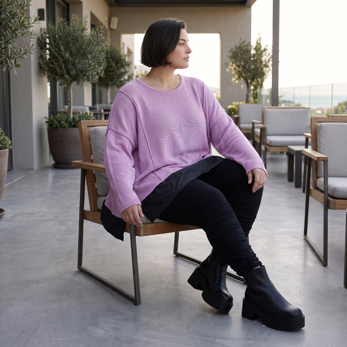 Strickpullover mit Memorytaft und asymmetrischem Schnitt mit Stretchkomfort weich warm