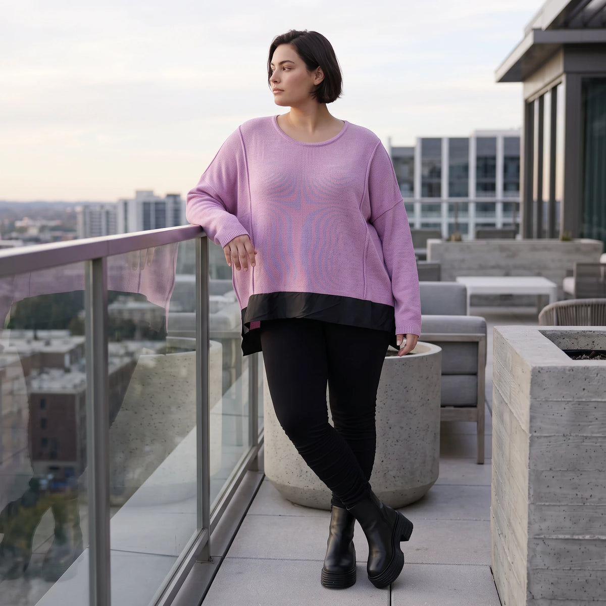 Strickpullover mit Memorytaft und asymmetrischem Schnitt mit Stretchkomfort weich warm