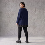 Wintershirt in Navy aus Strick mit Stretch Memorytaft Seitenschlitzen und Zipfelsaum