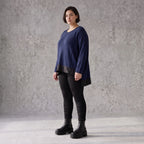 Wintershirt in Navy aus Strick mit Stretch Memorytaft Seitenschlitzen und Zipfelsaum