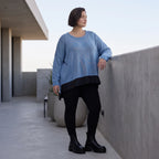 Strickpullover aus Baumwolle weich und warm mit Vokuhila Schnitt und Seitenschlitzen