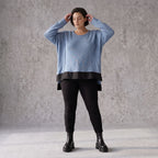 Strickpullover aus Baumwolle weich und warm mit Vokuhila Schnitt und Seitenschlitzen