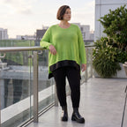 Strickshirt Matchagrün Baumwolle Memorytaft gerader Schnitt vorne kurz hinten lang weich