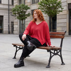 Strickpullover aus Baumwolle mit V-Ausschnitt kastiger Passform und seitlichen Schlitzen