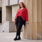 Strickpullover aus Baumwolle mit V-Ausschnitt kastiger Passform und seitlichen Schlitzen