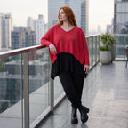 Strickpullover aus Baumwolle mit V-Ausschnitt kastiger Passform und seitlichen Schlitzen