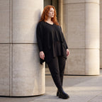 Kuscheliger Strickpullover mit V-Ausschnitt aus Baumwolle mit Stretch in kastiger Form