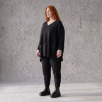 Kuscheliger Strickpullover mit V-Ausschnitt aus Baumwolle mit Stretch in kastiger Form