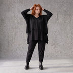 Kuscheliger Strickpullover mit V-Ausschnitt aus Baumwolle mit Stretch in kastiger Form