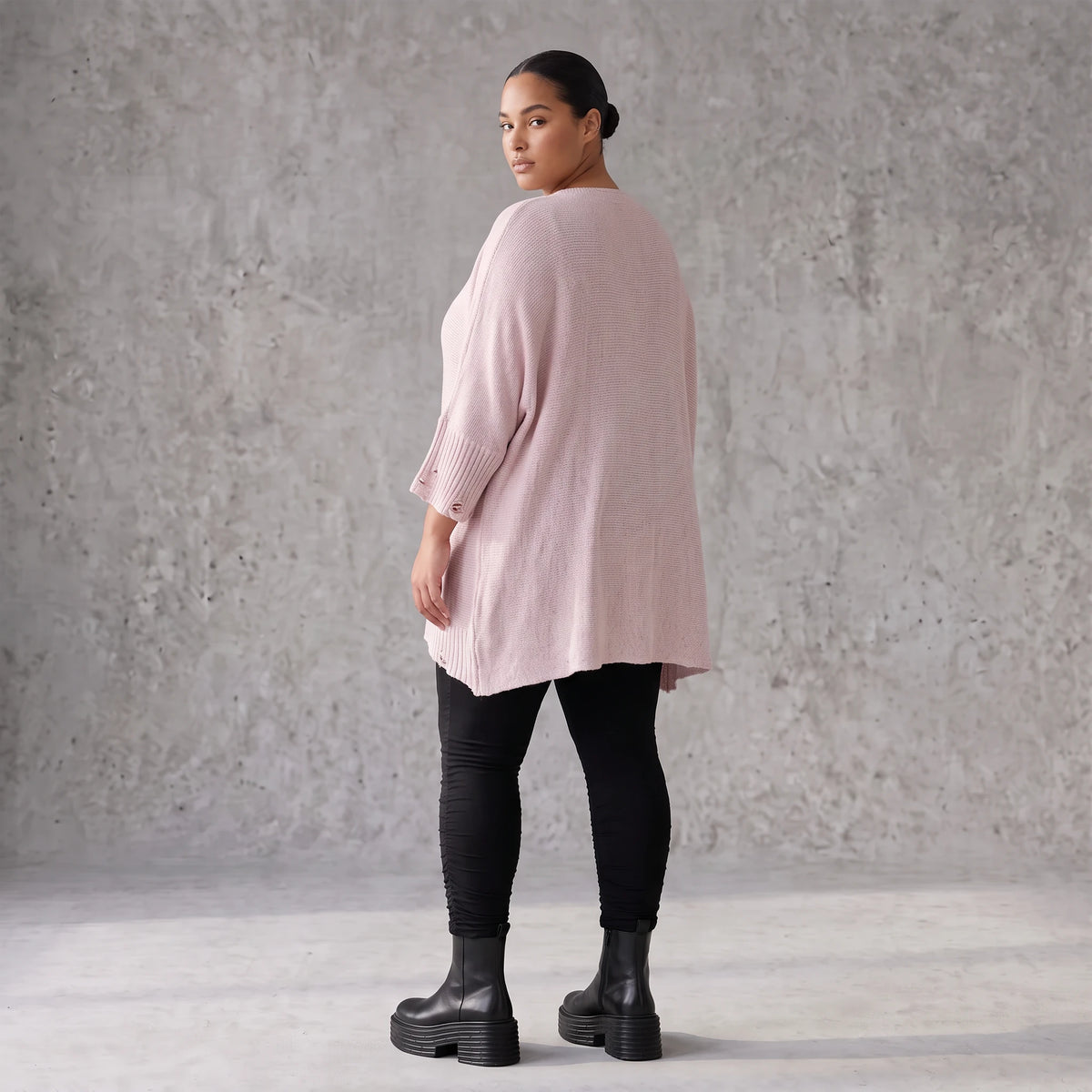 Altrosa Strickshirt aus Baumwolle in A-Linie mit Destroyedoptik weich für Winterlooks
