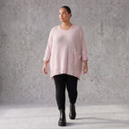 Altrosa Strickshirt aus Baumwolle in A-Linie mit Destroyedoptik weich für Winterlooks