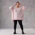 Altrosa Strickshirt aus Baumwolle in A-Linie mit Destroyedoptik weich für Winterlooks