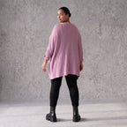 Flieder Strickshirt in A-Linie mit Destroyed-Optik kuschelig weich winterwarmes Basic