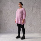 Flieder Strickshirt in A-Linie mit Destroyed-Optik kuschelig weich winterwarmes Basic
