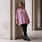 Flieder Strickshirt in A-Linie mit Destroyed-Optik kuschelig weich winterwarmes Basic