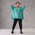 Strickshirt in A-Linie mit Taschen im Destroyed-Look aus Baumwolle mit weichem Stretch