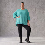 Strickshirt in A-Linie mit Taschen im Destroyed-Look aus Baumwolle mit weichem Stretch