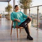 Strickshirt in A-Linie mit Taschen im Destroyed-Look aus Baumwolle mit weichem Stretch