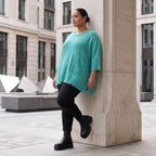 Strickshirt in A-Linie mit Taschen im Destroyed-Look aus Baumwolle mit weichem Stretch