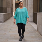 Strickshirt in A-Linie mit Taschen im Destroyed-Look aus Baumwolle mit weichem Stretch