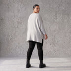 Grauer Strickpullover in A-Linie aus weichem Baumwollmix mit Stretch kuschelig warm
