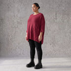 Bordeaux Strickshirt in A-Linie mit Destroyed-Optik weich warm aus Stretchstoff Basic