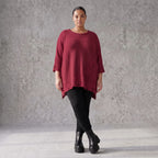 Bordeaux Strickshirt in A-Linie mit Destroyed-Optik weich warm aus Stretchstoff Basic