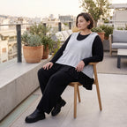 Ärmelloser Stricküberwurf in A-Linie mit Kapuze Tunnelzug Tasche und Baumwollstretch