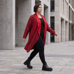 Cardigan aus French Terry in gerader Form mit Stehkragen offener Front und Baumwollmix