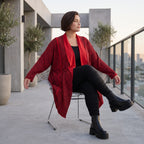 Cardigan aus French Terry in gerader Form mit Stehkragen offener Front und Baumwollmix