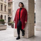 Cardigan aus French Terry in gerader Form mit Stehkragen offener Front und Baumwollmix