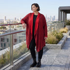 Cardigan aus French Terry in gerader Form mit Stehkragen offener Front und Baumwollmix