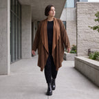 Longcardigan aus French Terry mit Stehkragen geradem Schnitt lang und Seitentaschen