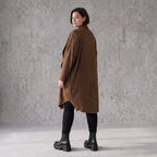Longcardigan aus French Terry mit Stehkragen geradem Schnitt lang und Seitentaschen