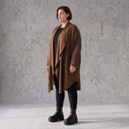 Longcardigan aus French Terry mit Stehkragen geradem Schnitt lang und Seitentaschen