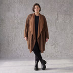 Longcardigan aus French Terry mit Stehkragen geradem Schnitt lang und Seitentaschen