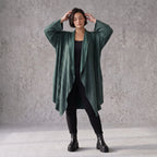 Cardigan aus French Terry mit Stehkragen Seitentaschen und Faltennaht in weicher Optik