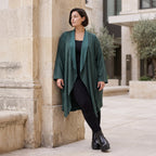 Cardigan aus French Terry mit Stehkragen Seitentaschen und Faltennaht in weicher Optik