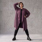 French Terry Cardigan mit Stehkragen in gerader Passform aus Baumwolle Elasthan