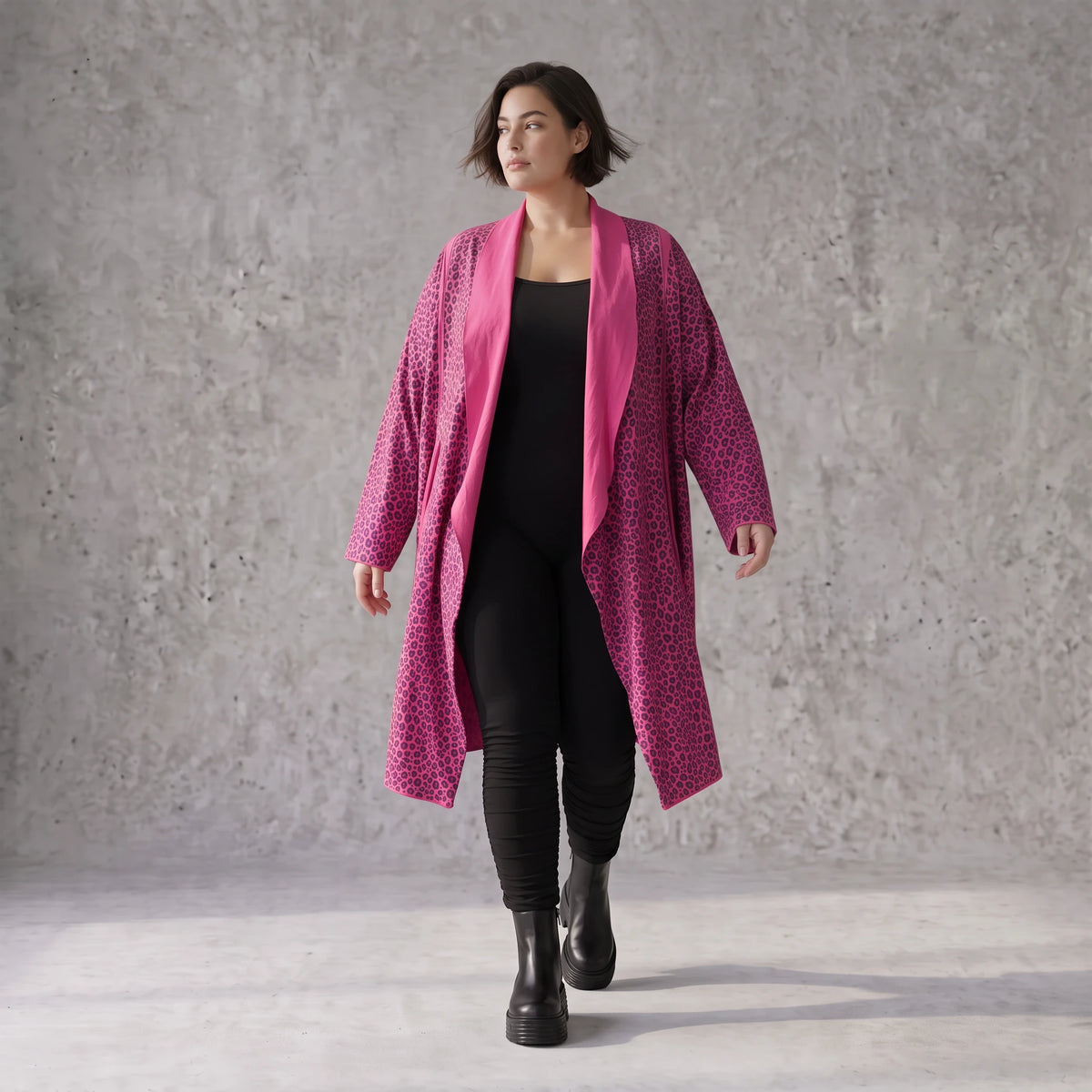 Cardigan aus weichem French Terry mit Stehkragen geradem Schnitt und Seitentaschen