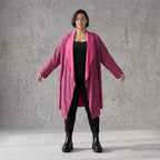 Cardigan aus weichem French Terry mit Stehkragen geradem Schnitt und Seitentaschen