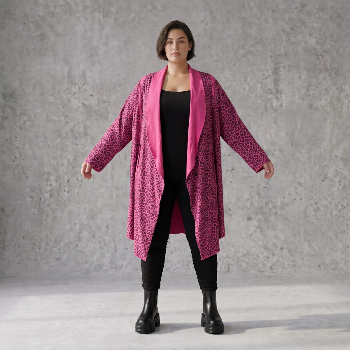 Cardigan aus weichem French Terry mit Stehkragen geradem Schnitt und Seitentaschen