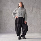 Kastige Bengalinejacke in Schwarz/Weiß mit Stehkragen und Stretch im Colorblock Look
