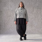 Kastige Bengalinejacke in Schwarz/Weiß mit Stehkragen und Stretch im Colorblock Look