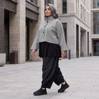 Kastige Bengalinejacke in Schwarz/Weiß mit Stehkragen und Stretch im Colorblock Look